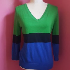 CHAPS Color Block V Neck Sweater